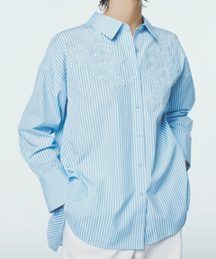 STRAWBERRY-FIELDS(ストロベリーフィールズ) |ストライプミックスアップリケシャツ