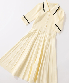 STRAWBERRY-FIELDS(ストロベリーフィールズ) |スカラップバイカラーニットワンピース