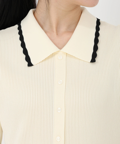 STRAWBERRY-FIELDS(ストロベリーフィールズ) |スカラップバイカラーニットワンピース