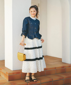 STRAWBERRY-FIELDS(ストロベリーフィールズ) |ノーカラーライトデニムはおり