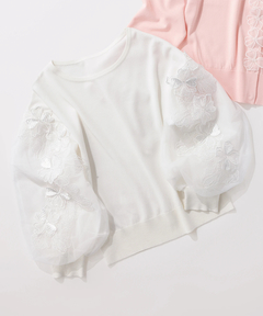 STRAWBERRY-FIELDS(ストロベリーフィールズ) |チュール＊フラワーレーススリーブニット