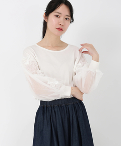 STRAWBERRY-FIELDS(ストロベリーフィールズ) |チュール＊フラワーレーススリーブニット