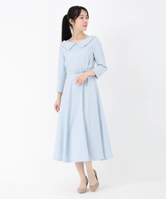 STRAWBERRY-FIELDS(ストロベリーフィールズ) |衿つきフィット＆フレアーワンピース