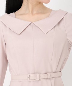 STRAWBERRY-FIELDS(ストロベリーフィールズ) |衿つきフィット＆フレアーワンピース