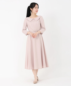 STRAWBERRY-FIELDS(ストロベリーフィールズ) |衿つきフィット＆フレアーワンピース