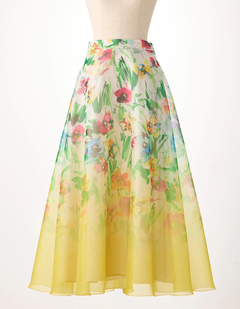 STRAWBERRY-FIELDS(ストロベリーフィールズ) |オーガンジーパネルプリントフレアースカート