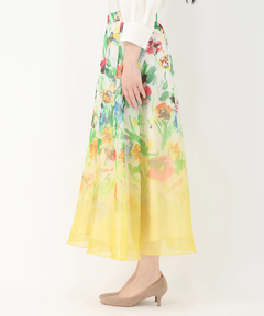 STRAWBERRY-FIELDS(ストロベリーフィールズ) |オーガンジーパネルプリントフレアースカート