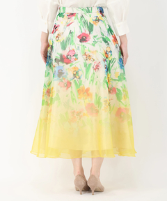 STRAWBERRY-FIELDS(ストロベリーフィールズ) |オーガンジーパネルプリントフレアースカート
