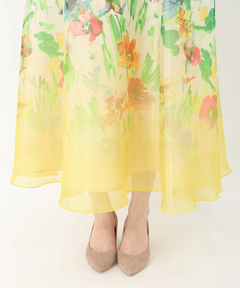 STRAWBERRY-FIELDS(ストロベリーフィールズ) |オーガンジーパネルプリントフレアースカート