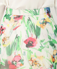 STRAWBERRY-FIELDS(ストロベリーフィールズ) |オーガンジーパネルプリントフレアースカート