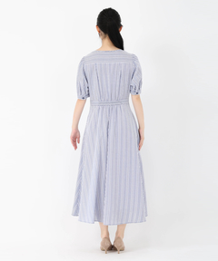 STRAWBERRY-FIELDS(ストロベリーフィールズ) |ストライプノーカラーフィット＆フレアーワンピース