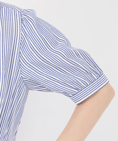 STRAWBERRY-FIELDS(ストロベリーフィールズ) |ストライプノーカラーフィット＆フレアーワンピース