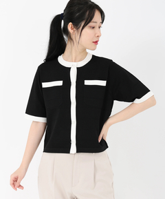 STRAWBERRY-FIELDS(ストロベリーフィールズ) |リボン釦５分丈カーディガン