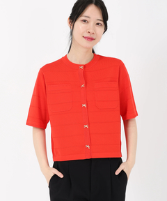 STRAWBERRY-FIELDS(ストロベリーフィールズ) |リボン釦５分丈カーディガン