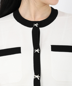 STRAWBERRY-FIELDS(ストロベリーフィールズ) |リボン釦５分丈カーディガン