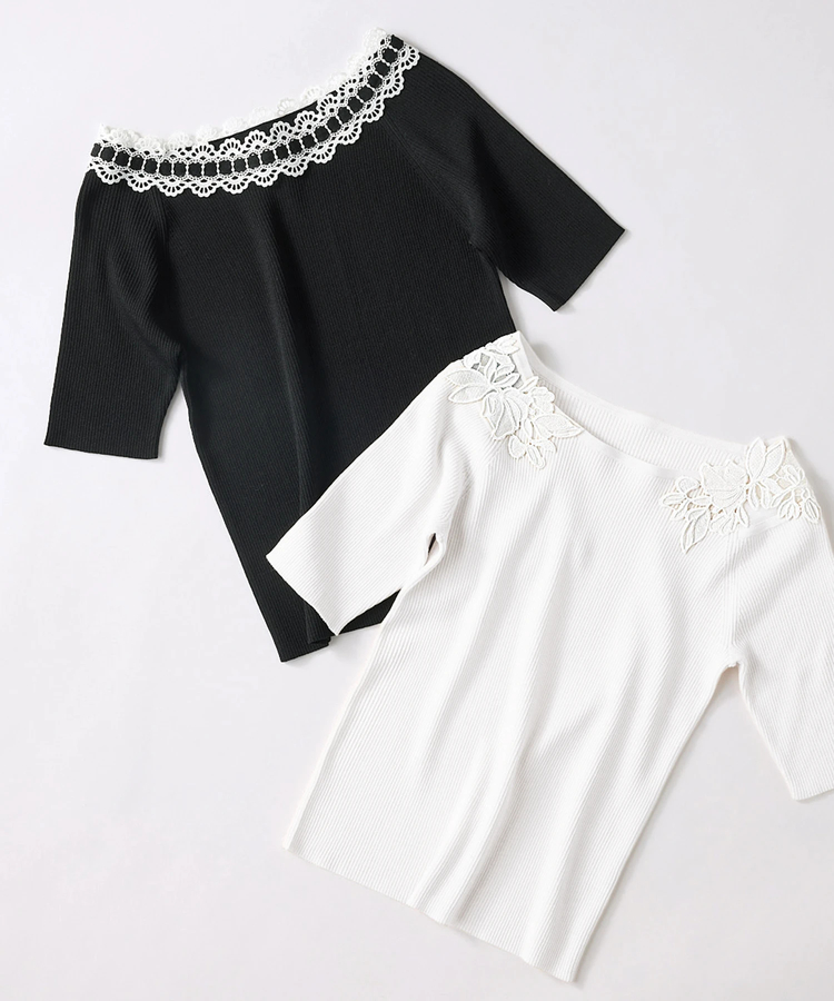 STRAWBERRY-FIELDS(ストロベリーフィールズ) |レースボートネックニット