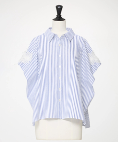 STRAWBERRY-FIELDS(ストロベリーフィールズ) |モチーフレース付ビッグシルエットシャツ