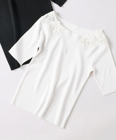 STRAWBERRY-FIELDS(ストロベリーフィールズ) |肩シアーレースリブニット