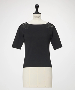 STRAWBERRY-FIELDS(ストロベリーフィールズ) |肩シアーレースリブニット