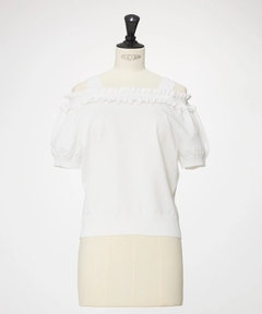 STRAWBERRY-FIELDS(ストロベリーフィールズ) |肩ストラップ付フリルオフショルダーニット