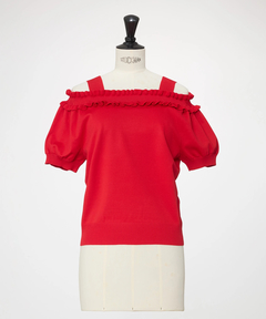 STRAWBERRY-FIELDS(ストロベリーフィールズ) |肩ストラップ付フリルオフショルダーニット