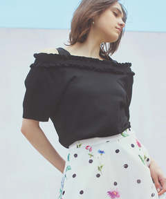 STRAWBERRY-FIELDS(ストロベリーフィールズ) |肩ストラップ付フリルオフショルダーニット