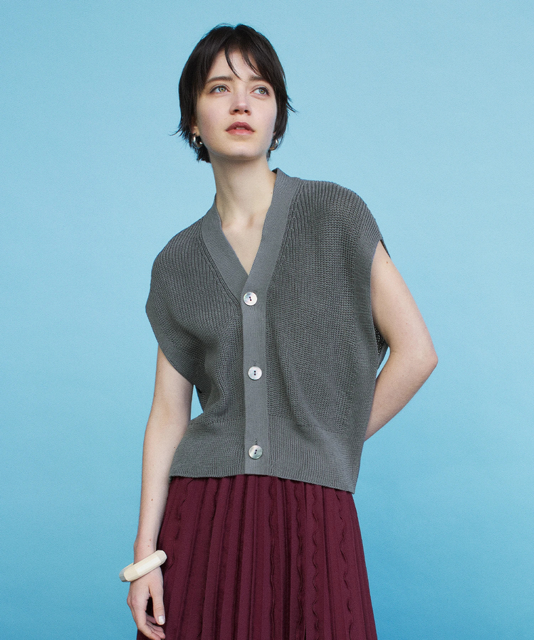 ICHIE STRAWBERRY-FIELDS(イチエ ストロベリーフィールズ) |ホールガーメント片畦ニットベスト