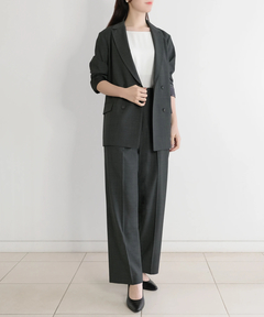 ICHIE STRAWBERRY-FIELDS(イチエ ストロベリーフィールズ) |ウールブレンドタックストレートパンツ