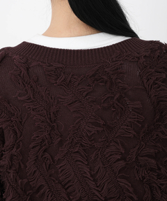 ICHIE STRAWBERRY-FIELDS(イチエ ストロベリーフィールズ) |ランダムフリンジＶネックニット