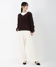 ICHIE STRAWBERRY-FIELDS(イチエ ストロベリーフィールズ) |ランダムフリンジＶネックニット