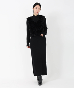 ICHIE STRAWBERRY-FIELDS(イチエ ストロベリーフィールズ) |フェイクファージレ＊リブニットワンピースセットアップ