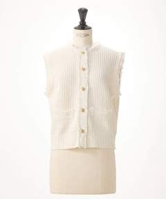 ICHIE STRAWBERRY-FIELDS(イチエ ストロベリーフィールズ) |フリンジトリミングニットジレ