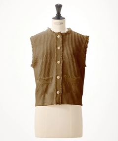 ICHIE STRAWBERRY-FIELDS(イチエ ストロベリーフィールズ) |フリンジトリミングニットジレ