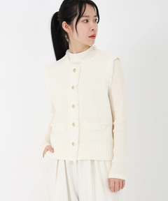 ICHIE STRAWBERRY-FIELDS(イチエ ストロベリーフィールズ) |フリンジトリミングニットジレ