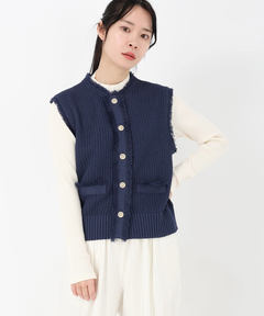 ICHIE STRAWBERRY-FIELDS(イチエ ストロベリーフィールズ) |フリンジトリミングニットジレ