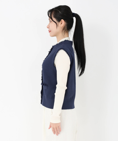 ICHIE STRAWBERRY-FIELDS(イチエ ストロベリーフィールズ) |フリンジトリミングニットジレ