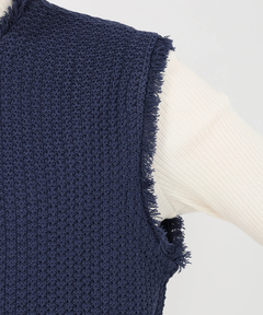 ICHIE STRAWBERRY-FIELDS(イチエ ストロベリーフィールズ) |フリンジトリミングニットジレ