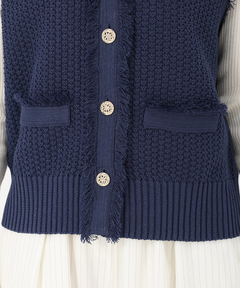 ICHIE STRAWBERRY-FIELDS(イチエ ストロベリーフィールズ) |フリンジトリミングニットジレ