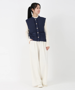 ICHIE STRAWBERRY-FIELDS(イチエ ストロベリーフィールズ) |フリンジトリミングニットジレ