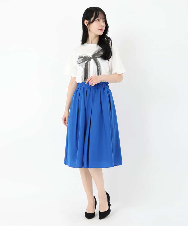 ストロベリーフィールズ　花柄フレアスカート STRAWBERRY FIELDS フレアスカート 花柄 サイズ1 ブルー STRAWBERRY