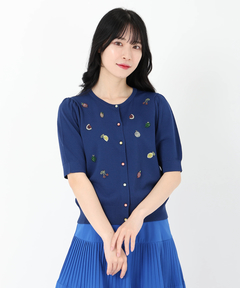 UNIVERVALMUSE(ユニバーバルミューズ) |フルーツ刺繍半袖カーディガン