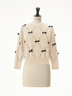 UNIVERVALMUSE(ユニバーバルミューズ) |リボンアーガイルチェックニット