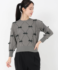 UNIVERVALMUSE(ユニバーバルミューズ) |リボンアーガイルチェックニット