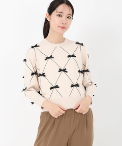 UNIVERVALMUSE(ユニバーバルミューズ) |リボンアーガイルチェックニット