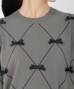 UNIVERVALMUSE(ユニバーバルミューズ) |リボンアーガイルチェックニット