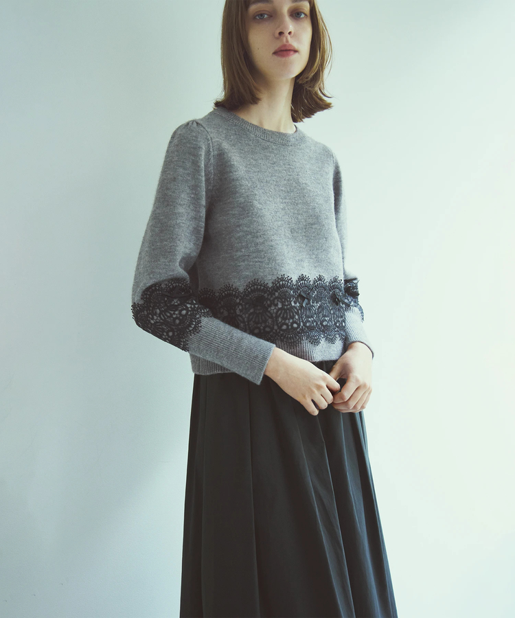 UNIVERVALMUSE(ユニバーバルミューズ) |レース＊リボンアクセントニット